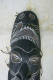 SOUTH PACIFIC OCEANIC ART HAND CARVED TRIBAL CLAN ANCESTRAL  POLYCHROME SPIRIT DANCE MASK WITH PIGMENTS BUSH TWINE USED DURING SECRET CEREMONIES &  INITIATIONS MINDIBIT VILLAGE MIDDLE  SEPIK PAPUA NEW GUINEA 12A17 COLLECTOR DESIGNER DECOR 18"X 6"