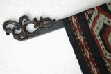 4 Hand carved Wood Elegant Unique Display Hanger Rack Rods Bars with Ornate Finials at each end 19" Long Created to Display Precious Textiles: Antique Tapestry Runner Obi Needlepoint Fabric Panel Quilt Rare Cloth etc… Designer Collector Wall Décor