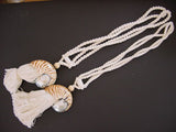 4 Varied Seashell Tassels Curtain Holdbacks: Trochus Cowry Tree Snail and Tun Shells Oceanic Art, South Pacific Home Decor Accent, Handcrafted Unique perfect for Designer Decorator Shell Collector Stunning Beach Lover Pool Cabana Look