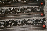 UNIQUE INTRICATELY HAND CARVED ORNATE WOOD HANGER 32” (ROD, RACK) USED TO DISPLAY RARE OR PRECIOUS TEXTILES ON THE WALL, SUPERB BAS RELIEF LACY MOTIFS OF FOLIAGE & VINES COLLECTOR DESIGNER DECORATOR WALL DÉCOR CHOICE BETWEEN 383 & 385