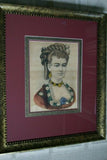 19th century original antique 1860 Original Authentic Currier & Ives Huge Folio Lithograph Lady’s Portrait: Julia 27 1/4" X 23" professionally framed in signed hand painted frame and triple matted, one mat is hand painted as well