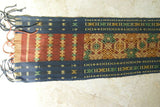 Hand woven Sumba Songket Hinggi Ikat Runner (57" x 12") with Geometric Designs Made from Hand spun Cotton Dyed with Natural Pigments (SR63)  beautiful earthtone geometrics with fringes wall Décor designer textile collector unique