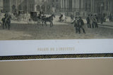 19TH CENTURY FRAMED PARIS IN ITS SPLENDOR 1861 ORIGINAL ARCHITECTURE ANTIQUE FOLIO LITHOGRAPH PALAIS DE L'INSTITUT, PARIS, FRANCE DOUBLE MATTED & FRAMED PROFESSIONALLY