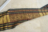 Hand woven Ceremonial Sumba Songket Hinggi Ikat long Textile Runner with Geometric Designs Made with Hand spun Cotton Dyed with Natural Pigments (SR69) colorful rust red, dark blue, green & gold decorative table runner wall hanging wrap