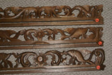 UNIQUE INTRICATELY HAND CARVED ORNATE WOOD HANGER 30” (ROD, RACK) USED TO DISPLAY RARE OR PRECIOUS TEXTILES ON THE WALL, SUPERB BAS RELIEF LACY MOTIFS OF FOLIAGE, VINES & KOI  FISH COLLECTOR DESIGNER DECORATOR WALL DÉCOR ITEM 357