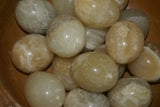 done 3 Hand Carved and Polished Stalagmitic Alabaster Calcite Eggs Hard Stone Elegant