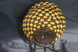 Colorful Highly Collectible & Unique (DARIEN RAINFOREST ART, PANAMA) MUSEUM QUALITY INTRICATE MINUTE TIGHT WEAVE RIB STITCH BASKET Unique American Indian RENOWN Artist Handwoven Checkered Rib Stitch Decor Basket 300A4