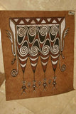 Rare Maro Tapa loin Bark Cloth (Kapa in Hawaii), from Lake Sentani, Irian Jaya, Papua New Guinea. Authentic, Hand Painted with Natural Pigments by a Tribal Artist, Abstract Motifs of Stylized Fish and Waves from Lake Sentani 24" x 20.75" (no 11)