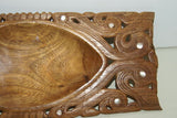 STUNNING 1 OF A KIND HAND CARVED KWILA WOOD MUSEUM MASTERPIECE SAGO PLATTER DISH BOWL WITH MOTHER OF PEARL INSERTS & DELICATE LACY INCISED BORDER BY RENOWNED TRIBAL SCULPTOR TROBRIAND ISLANDS MELANESIA SOUTH PACIFIC OCEANIA 12"X 4.75 X 2”” COLLECTOR 2A7
