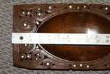 STUNNING ONE OF A KIND HAND CARVED ROSEWOOD MUSEUM MASTERPIECE SERVING PLATTER DISH WITH MOTHER OF PEARL INSERTS & DELICATE LACY BORDER RENOWNED SCULPTOR REMOTE TROBRIAND ISLANDS MELANESIA KULA RING COLLECTOR DESIGNER 2A78 14”X7”X2”