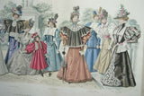 19 C. AUTHENTIC ORIGINAL VICTORIAN FASHION CHROMOLITHOGRAPH DOUBLE PLATE OR FOLIO Published in Paris in 1879 Engraved by Cheffes, Gonin and Chaullet. FRAMED PROFESSIONALLY WITH 3 ACID FREE MATS IN ORNATE, ARTIST SIGNED, HAND-PAINTED FRAME