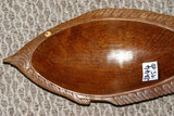 STUNNING ROSEWOOD WOOD MUSEUM MASTERPIECE WITH MOTHER OF PEARL INSERTS SAGO PLATTER DISH BOWL DELICATELY CARVED INTO A LARGE FISH BY RENOWNED TRIBAL SCULPTOR FROM  REMOTE TROBRIAND ISLANDS MELANESIA SOUTH PACIFIC COLLECTOR DESIGNER 2A44 12.5"X5"x1.5”