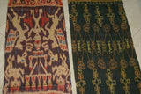 Hand woven Intricate Sumba Hinggi Warp Ikat Tapestry (44" x 13.75") Made with Naturally Dyed Handspun Cotton & Adorned with Animal Motifs and Geometric Patterns (IRS43) wall Décor rug designer textile collector earthtones with fringes