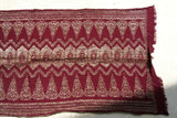 Old Superb Ceremonial Balinese hand woven textile Antique Burgundy Red Embroidery Brocade damask Wedding Songket with Metallic Gold Threads 38" x 17" (SG29) Collected in Klunkung Regency, Bali & belonging to Nobility royalty