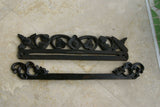 4 Hand carved Wood Elegant Unique Display Hanger Rack Rods Bars with Ornate Finials at each end 19" Long Created to Display Precious Textiles: Antique Tapestry Runner Obi Needlepoint Fabric Panel Quilt Rare Cloth etc… Designer Collector Wall Décor