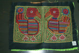 Kuna Indian Folk Art Abstract Mola blouse panel from San Blas Island Panama, Intricate Minute Hand Stitched Applique: Duck Bird double Image 16" x 11.5" (58A)