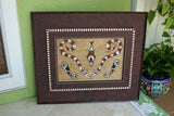 DOUBLE CUSTOM FRAMED Rare Tapa Kapa Bark Cloth (Called Kapa in Hawaii), from Lake Sentani, Irian Jaya, Papua New Guinea. Hand painted by a Tribal Artist with natural pigments: Abstract Stylized Motifs of Eels and Fish 32.25" x 28.5" (DFBA8)