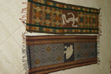Hand woven Sumba Hinggi Songket Ikat Textile Runner (49" x 13.25") Made with Handspun Cotton Dyed with Natural Pigments Adorned with Mermaid Motif Created with tiny Nassa Shells (SR40) with fringes wall Décor designer textile collector earthtones