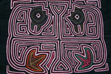 Kuna Indian Folk Art Mola blouse panel from San Blas Islands Panama. Hand-stitched Applique: Geometric Abstract Bird Morphing into Fish Illusion 16" x 12.5" (94A)