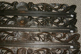 UNIQUE INTRICATELY HAND CARVED ORNATE WOOD HANGER 31” (ROD, RACK) USED TO DISPLAY RARE OR PRECIOUS TEXTILES ON THE WALL, SUPERB BAS RELIEF MOTIF OF LACY FOLIAGE FLOWERS FRUIT VINES CHOICE 402, 404 OR 405 COLLECTOR DESIGNER WALL DÉCOR
