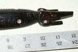 South Pacific Rare Ebony Art Mother Pearl Salty Crocodile gator Hand Carved 46