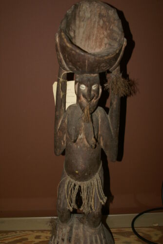 Aibom Meri Statue Handcarved Coal Carrier Japandai Oceanic Art Papua Guinea 32A2