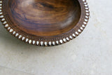 STUNNING UNIQUE HAND CARVED ROSEWOOD MUSEUM MASTERPIECE SERVING PLATTER DISH BOWL WITH MOTHER OF PEARL TEAR INSERTS & DELICATE LACY BORDER RENOWNED SCULPTOR TROBRIAND ISLANDS MELANESIA SOUTH PACIFIC  KULA RING COLLECTOR DESIGNER 2A177 11" X 9 1/2" X 3"