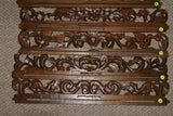 UNIQUE INTRICATELY HAND CARVED ORNATE WOOD HANGER 30” LONG (ROD, RACK) USED TO DISPLAY RARE OR PRECIOUS TEXTILES ON THE WALL, SUPERB BAS RELIEF LACY FOLIAGE, VINES, FLOWERS, HORSES, CUSCUS, ANIMAL & BIRDS MOTIFS ITEM 341, 342 OR 343 DESIGNER WALL ART