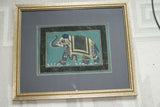 ORIGINAL GONGBI MUGHAL ART BEAUTIFUL FRAMED LARGE PERSIAN INK MINIATURE PAINTING ON SILK FROM NEPAL EXTREMELY DETAILED RENDITION OF COURT ELEPHANT IN ORNATE GARB DFN12 DECORATOR DESIGNER COLLECTOR WALL ART HOME DECOR 22”X18”