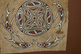 Rare Tapa Kapa Bark Cloth (Called Kapa in Hawaii), from Lake Sentani, Irian Jaya, Papua New Guinea. Hand painted with natural pigments by a Tribal Artist: Abstract Geometric Stylized Fish Motifs 23" x 21" (no 34)