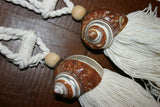 2 very large Cowry Seashell Tassels Curtain Drapes Holdbacks Oceanic Art, South Pacific Home Decor Accent, Handcrafted Unique perfect for Designer Decorator Shell Collector Stunning Beach Lover Pool Cabana Look hand crafted & Unique Coloring