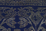 Museum Quality Old Brocade Damask Wedding Sarung Songket Textile Embroidery 43"x21" belonging to Balinese Nobility royalty. Cobalt Blue with Metallic Gold Threads Hand woven with Handspun Cotton & Silk in a beautiful pattern Klungkung Regency, Bali (SG35)