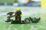 BRAND NEW, RARE, RETIRED LEGO MINIFIGURE: EVIL DWARF WITH BEARD, HELMET, SHIELD, TOOL: DOUBLE EDGE HATCHET WEAPON, + BLACK BASE  (Serie 5) 8805-10, YEAR 2011, 10 PIECES.