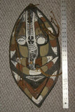 SOUTH PACIFIC OCEANIC ART LARGE OLDER HAND CARVED TRIBAL CLAN ANCESTRAL CULT POLYCHROME SPIRIT MASK WITH BUSH TWINE COLLECTED IN SEPIK REGION PAPUA NEW GUINEA 12A9 ORACLE CONSULTED FOR ADVICE DURING RAIDS COLLECTOR DESIGNER DECORATOR 24"x12"x3"