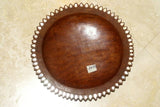 STUNNING 1 OF A KIND HAND CARVED KWILA WOOD MUSEUM MASTERPIECE SAGO PLATTER DISH BOWL WITH TEAR SHAPED MOTHER OF PEARL INSERTS & DELICATE LACY BORDERS RENOWNED TRIBAL SCULPTOR TROBRIAND ISLANDS MELANESIA SOUTH PACIFIC COLLECTOR DESIGNER 2A39 11"x 2" high.