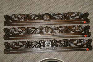 UNIQUE INTRICATELY HAND CARVED ORNATE WOOD HANGER 32” (ROD, RACK) USED TO DISPLAY RARE OR PRECIOUS TEXTILES ON THE WALL, SUPERB BAS RELIEF LACY MOTIFS OF FOLIAGE, VINES & FRUIT COLLECTOR DESIGNER WALL DÉCOR 3 CHOICES 374 375 OR 376