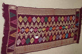 Old Handwoven Brocade Damask  Female Sari Wedding Songket Sarong Hand Embroidered Cloth Textile Art, Multi-colored with Metallic Gold Threads  48" x 20" (SG9) COLLECTED IN NEGARA, INDONESIA & belonging to Nobility royalty
