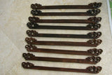 4 Hand carved Wood Elegant Unique Display Hanger Rack Rods Bars with Ornate Finials at each end 44" Long Created to Display Precious Textiles: Antique Tapestry Runner Obi Needlepoint Fabric Panel Quilt Rare Cloth etc… Designer Collector Wall Décor