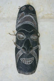 SOUTH PACIFIC OCEANIC ART HAND CARVED TRIBAL CLAN ANCESTRAL  POLYCHROME SPIRIT DANCE MASK WITH PIGMENTS BUSH TWINE USED DURING SECRET CEREMONIES &  INITIATIONS MINDIBIT VILLAGE MIDDLE  SEPIK PAPUA NEW GUINEA 12A17 COLLECTOR DESIGNER DECOR 18"X 6"