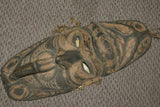 SOUTH PACIFIC OCEANIC ART HAND CARVED TRIBAL CLAN ANCESTRAL  POLYCHROME SPIRIT DANCE MASK WITH PIGMENTS BUSH TWINE USED DURING SECRET CEREMONIES &  INITIATIONS MINDIBIT VILLAGE MIDDLE  SEPIK PAPUA NEW GUINEA 12A6 COLLECTOR DESIGNER DECOR 21"x8.5"x 4.5"