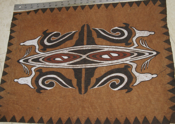 Rare Tapa Bark Cloth (Kapa in Hawaii), from Lake Sentani, Irian Jaya, Papua New Guinea. Hand painted by a Tribal Artist with natural pigments: Spiritual Stylized Shield Motifs 23