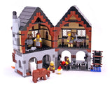 LEGO 10193 NOW VERY RARE RETIRED Castle Medieval Market Village: 2 2x STORIES BUILDINGS,  8 MINIFIGURES:  PEASANTS BLACKSMITH  KNIGHTS, COWS HORSE & CART DUCK FROG  RAT WATER WHEEL HAMMER, 1609 + 49 EXTRA PIECES (Yr 2008) never built: Box included