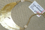 Unique Bride Price Currency, Rare Ceremonial Moka Kina Shell Necklace (Huge Mother of Pearl Crescent) Pectoral with Hand Made Fiber Twine band with Shells, Collected from the Foi Tribe (Papua New Guinea), Late 1900’s, Highly Collectible. KINA2