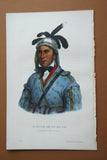 1848 Original Hand colored lithograph of O-POTH-LE-YO-HO-LO, SPEAKER OF THE COUNCILS, plate 34, from the octavo edition of McKenney & Hall’s History of the Indian Tribes of North America (OPOTHLEYOHOLO)