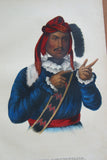 1855 Original Hand colored lithograph of  ITCHO-TUSTENNUGGEE (ITCHOTUSTENNUGGEE)  from the octavo edition of McKenney & Hall’s History of the Indian Tribes of North America