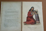 1855 Original Hand colored lithograph of CHIPPEWAY SQUAW & CHILD, from the octavo edition of McKenney & Hall’s History of the Indian Tribes of North America