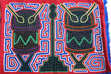 Kuna Indian Folk Art Mola Blouse Panel from  San Blas Islands, Panama. Hand-stitched Reverse Applique: Music Festival Percussion Drum Motif & Metronome  14" x 12" (1A) Labyrinth Background