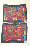 Kuna Indian Folk Art Textile Blouse Mola from San Blas Islands, Panama. Hand stitched Applique Art: Squirrel Motif (1B)