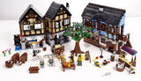 LEGO 10193 NOW VERY RARE RETIRED Castle Medieval Market Village 2 COMPLETE 2 STORIES BUILDINGS  8 MINIFIGURES:  PEASANTS BLACKSMITH  KNIGHTS, COWS HORSE & CART DUCK FROG  RAT WATER WHEEL HAMMER. NEW Factory Sealed, 1601 PIECES, RELEASED YEAR 2008