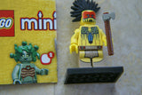 BRAND NEW, RARE RETIRED COLLECTOR LEGO MINIFIGURE 71001: TOMAHAWK WARRIOR COMPLETE WITH AXE, BLACK BASE (Series 10)  YEAR 2013. 6 PCS